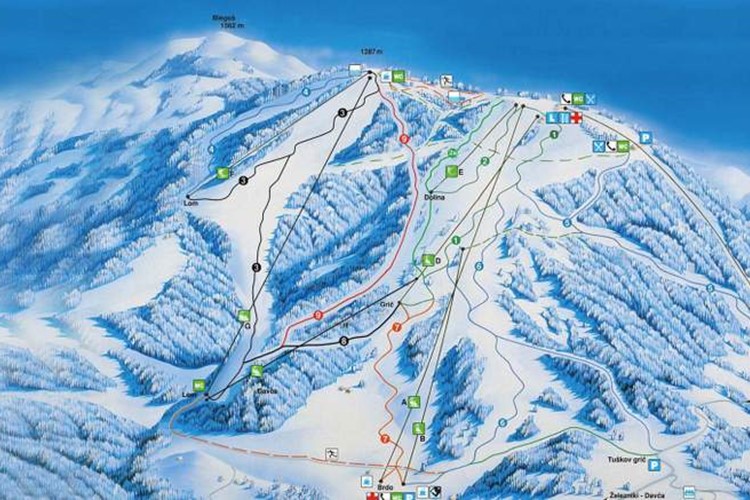 mapa ski resortu Cerkno